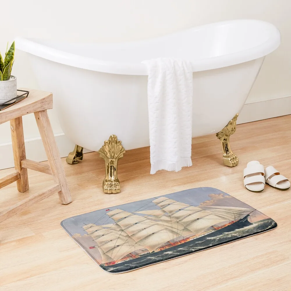 Historic Clipper Sailing Ship, Three Brothers Bath Mat Slip-Resistant Bathroom Kit Mats In The Bathroom Mat