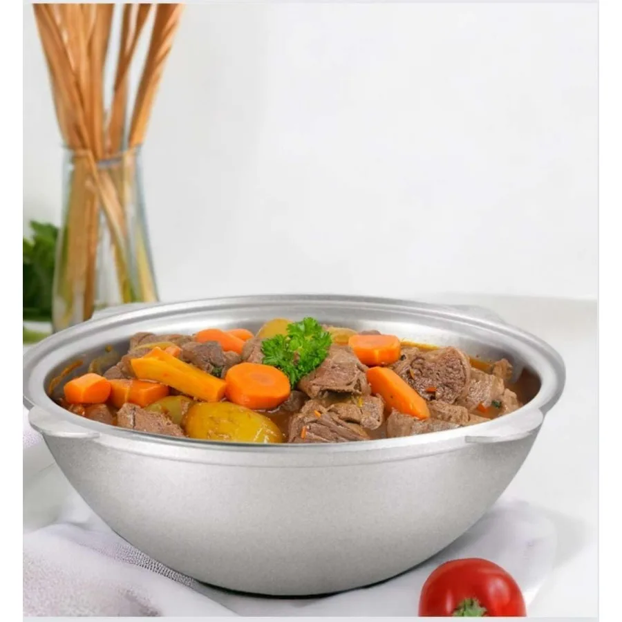 مرجل آسيوي من الألومنيوم المصبوب مع غطاء من الألومنيوم كازان وعاء فرن هولندي أواني طهي للتخييم وعاء المطبخ آمن للفرن باللون الرمادي كالديرو (15 لتر) #5