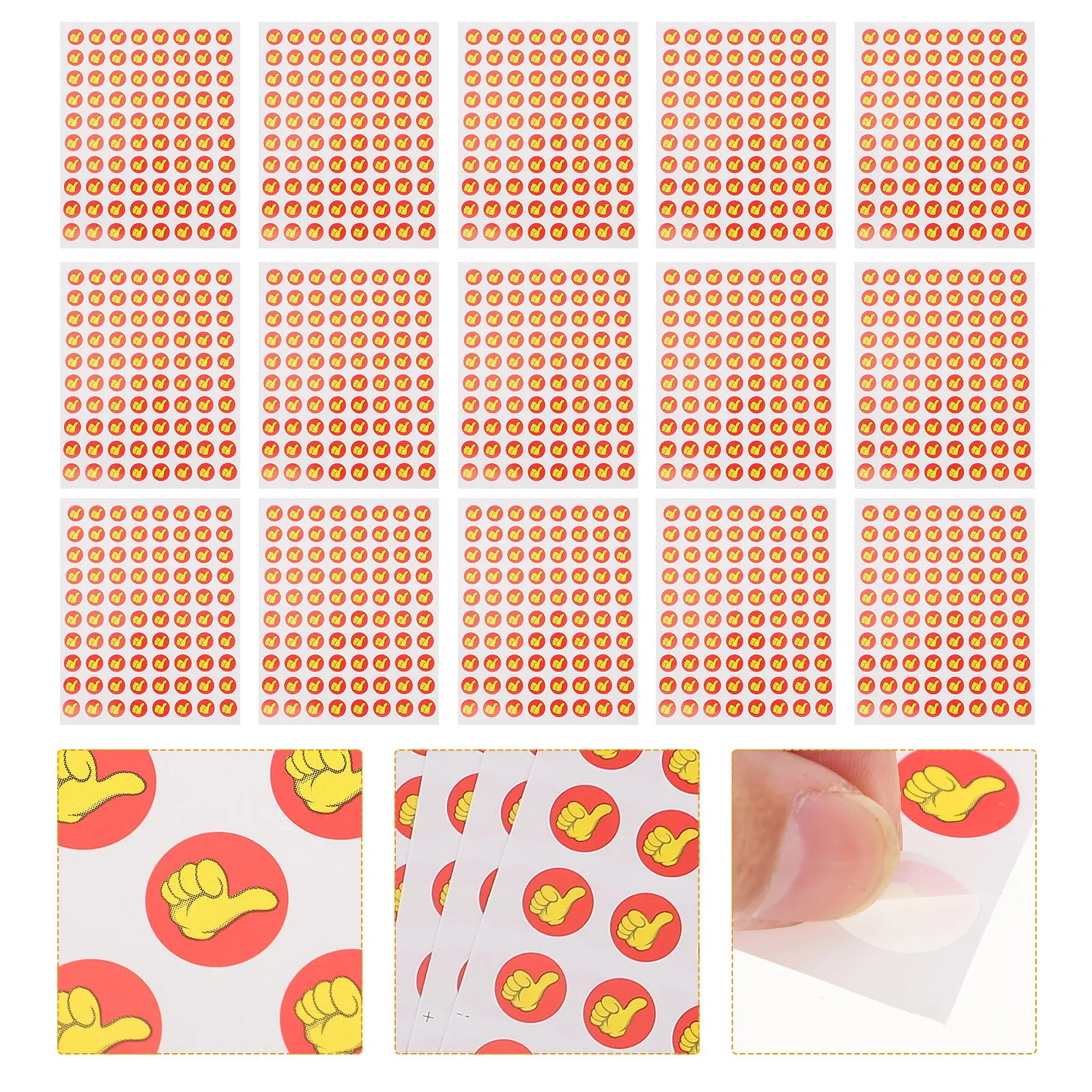 

50 Sheets Thumbs-Up Shaped Adhesive Stickers Reward Stickers Lightweight Neat-Edged School Supplies Kindergarten Reward