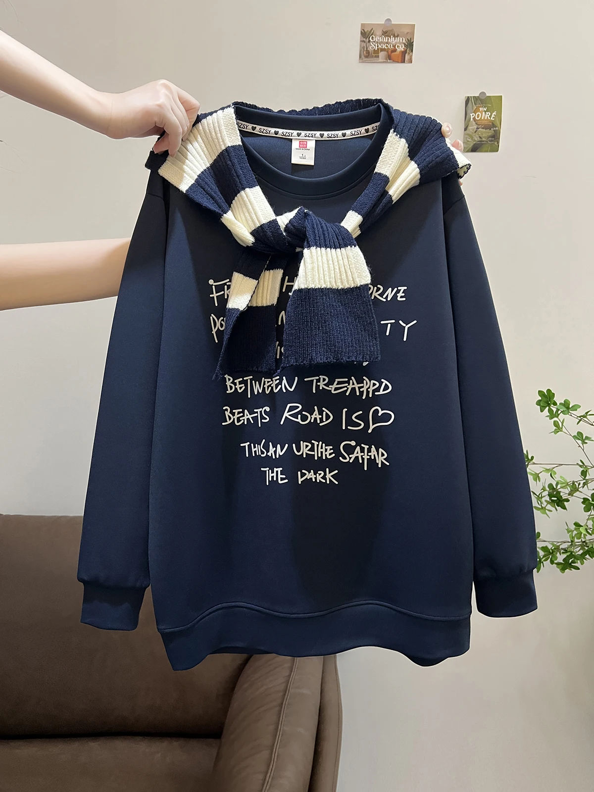 plus Size 300 Pou Striped oulder Hoodie Women's Loose Lazy Sle Top Spring Autumn New Arrival Comfortable Korean Sle