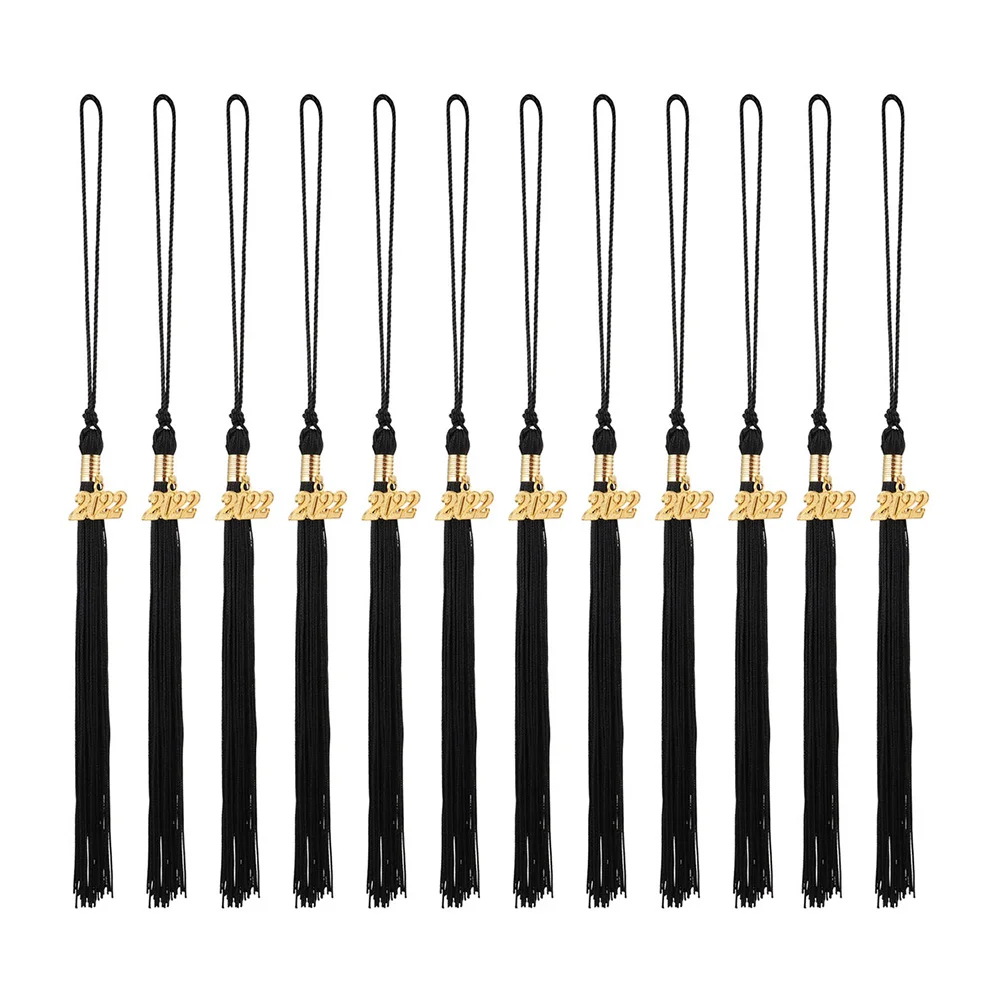 

12pcs Doctoral Hat Tassel 2022 Graduation Accessories Decorative Pendant Cap Tassels Party Garment Lightweight Durable Creative
