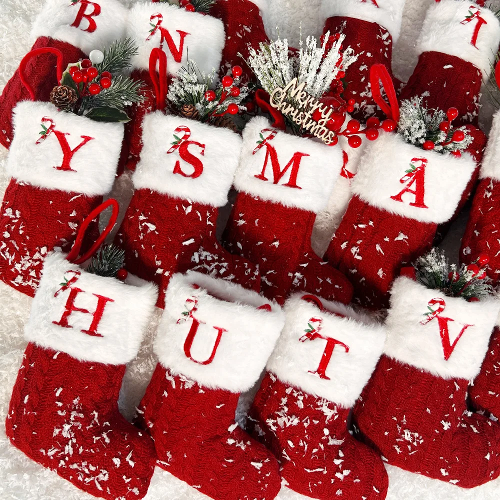 Christmas Stocking Decorations, Christmas Decorative Letters, Plush Knitted Socks, Christmas Socks, Candy Bags, Gift Bags