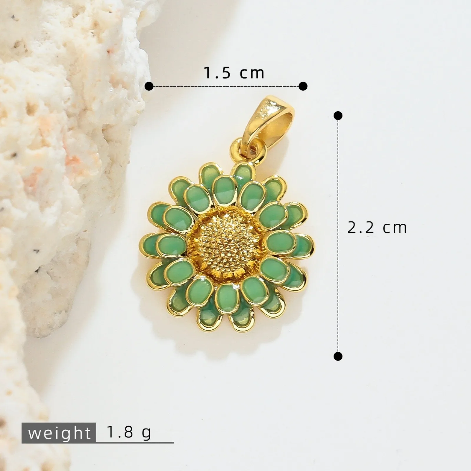 1 Stück Gänseblümchen-Blumen-Emaille-Anhänger mit klaren Zirkonia-Steinen, 18K vergoldeter Messing-Anhänger für DIY-Halsketten-Schmuckherstellung, Großhandel – Detail 5