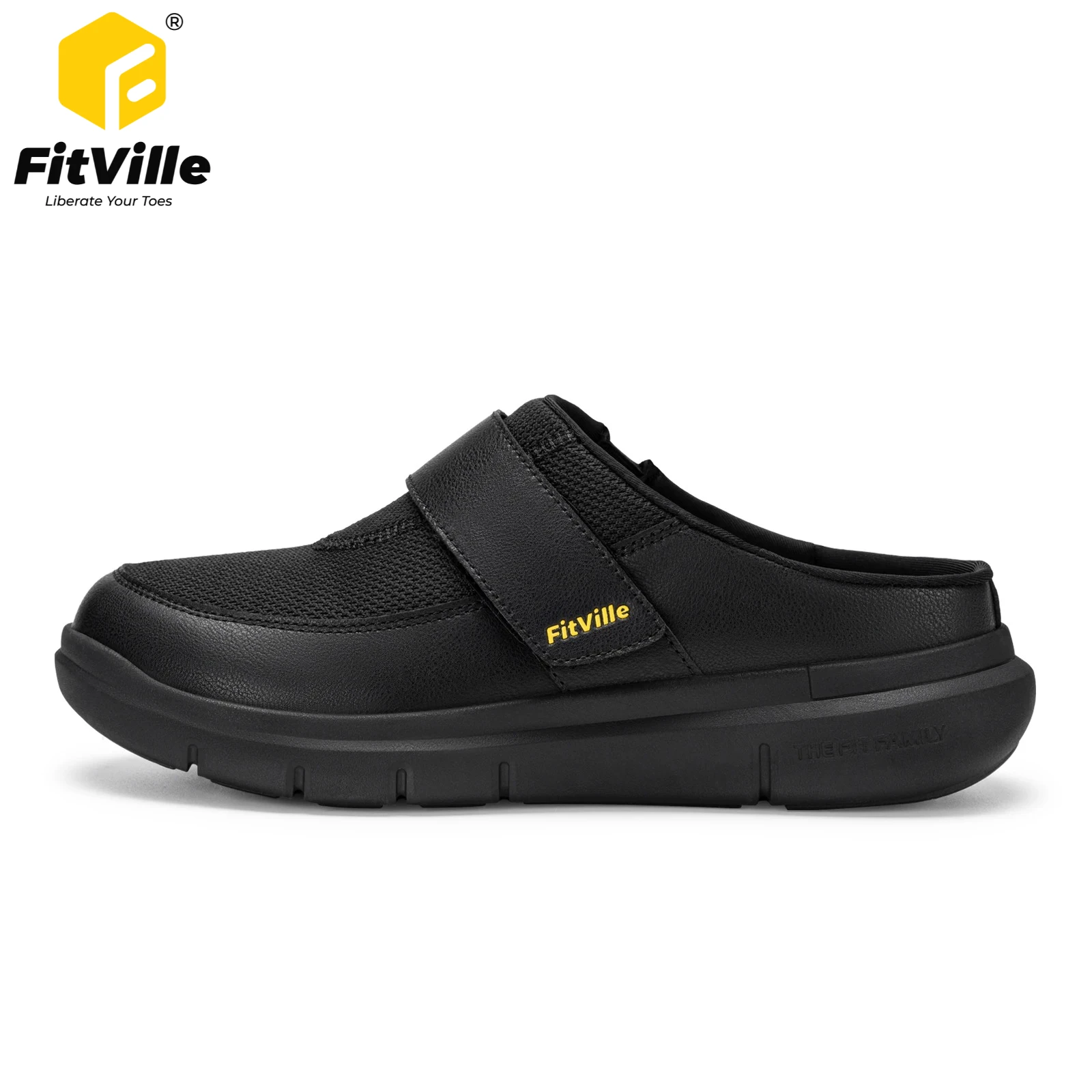 FitVille Wide Toe Diabetic Shoes for Men Walking Slippers Slip-On Mules Clogs For Swollen Feet Adjustable Breathable Flips Flops