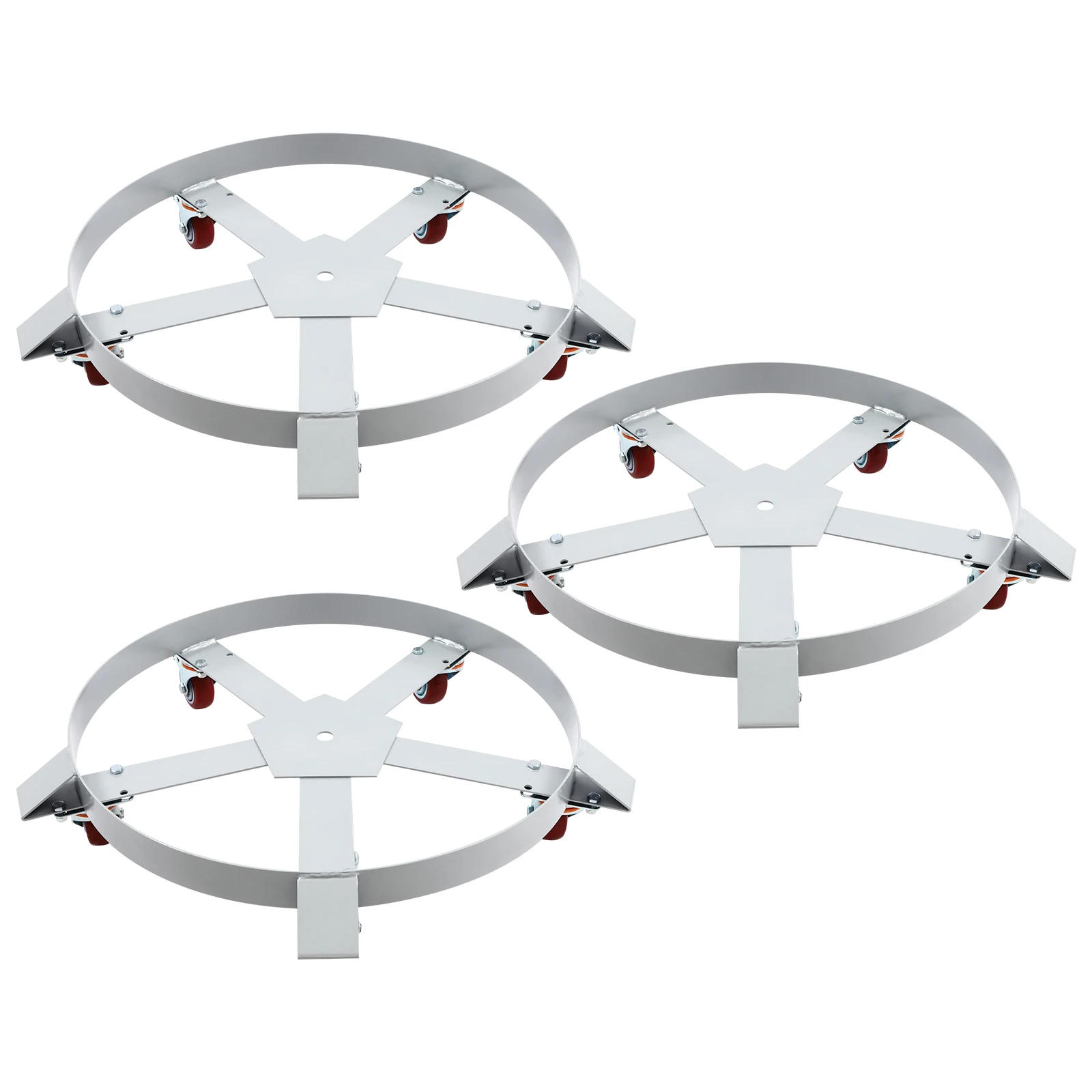 55ガロン丸型ドラム缶運搬台車 Q235鋼製バレル運搬カート 5つのユニバーサルホイール付き