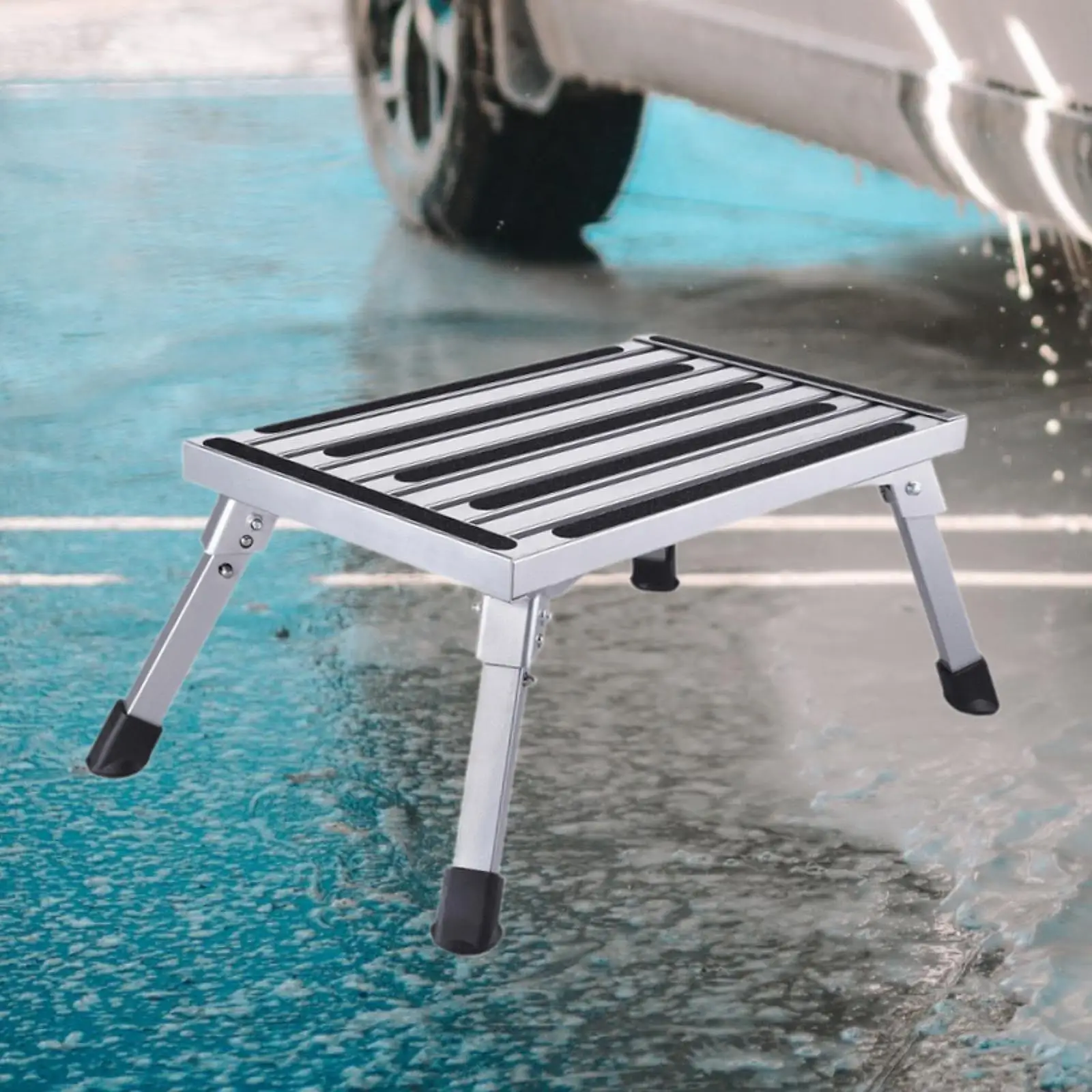 RV Step Stool Anti Slip Surface Portable Outdoor Step Stool Lightweight Multipurpose Folding for Household Car Suvs Bedside Kids