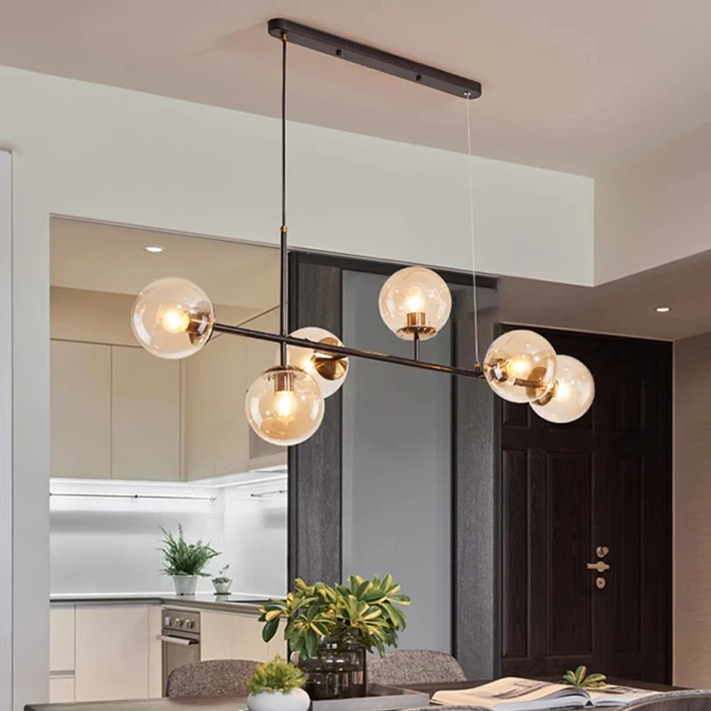 Modern LED Glass Ball Hanging Lamp Ceiling Chandelier For Dining Room Kitchen Living Room Pendant Light Indoor Lighting Fixtures