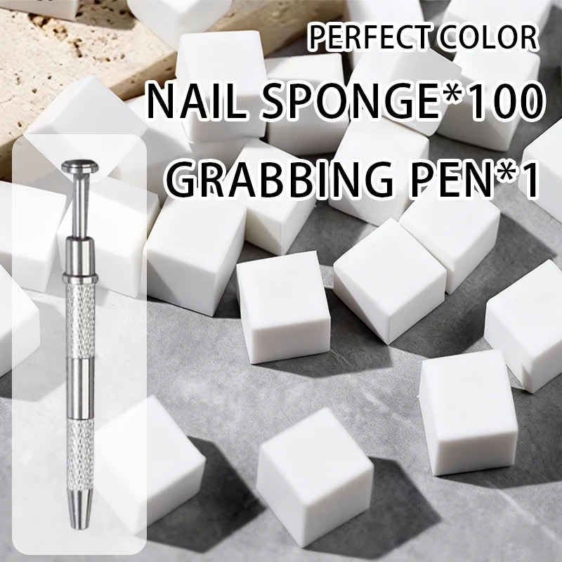 

ИДЕАЛЬНЫЙ ЦВЕТ, набор квадратных губок для дизайна ногтей, 100 шт., захватывающая ручка, инструменты для дизайна ногтей, инструменты для дизайна ногтей, принадлежности для ногтей