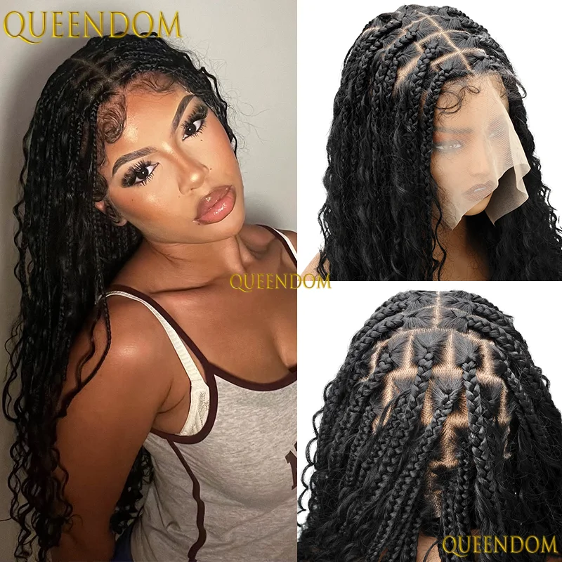 

32" Synthetic Lace Front Wigs for Black Women Knotless Box Boho Braiding Wigs With Baby Hair