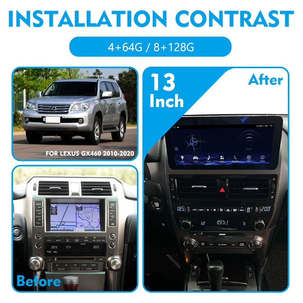 For Lexus GX460 2010 2020 New Multimedia Android Car Radio Stereo Automotive GPS Navigation Headunit Monitor Carplay Upgrade