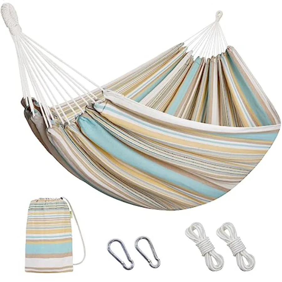 

Гамак для двоих - бразильская двуспальная портативная кровать для кемпинга, для патио, двора, веранды, использования на улице и в помещении - мягкий хлопок с подушкой