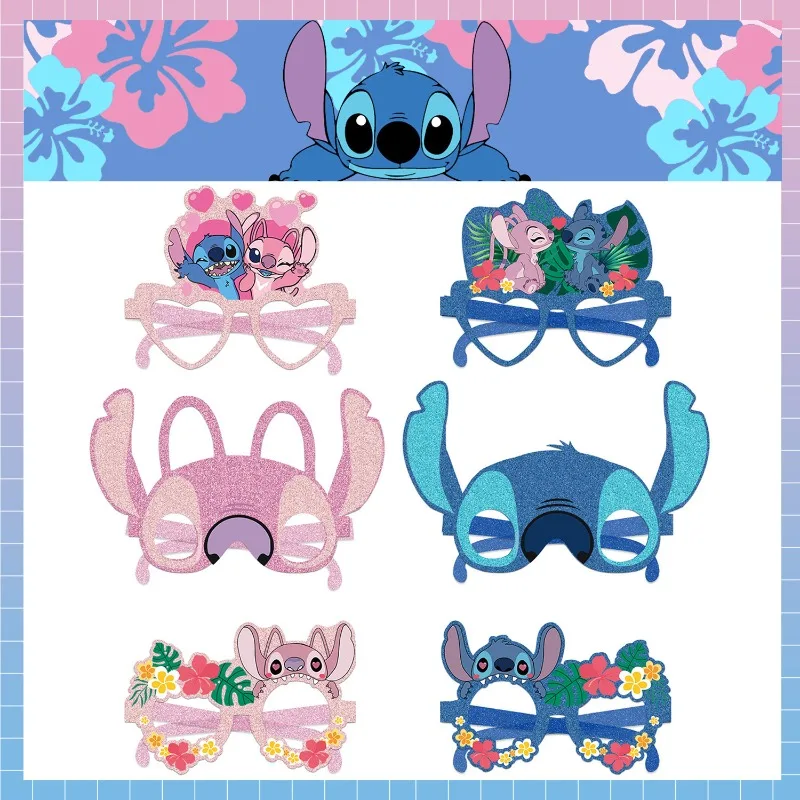 

Disney Stich Anime Lilo and Stitch Paper Party Glasses Stitch Angel Boys Girls Birthday Decorations Party Masks Birthday Gifts