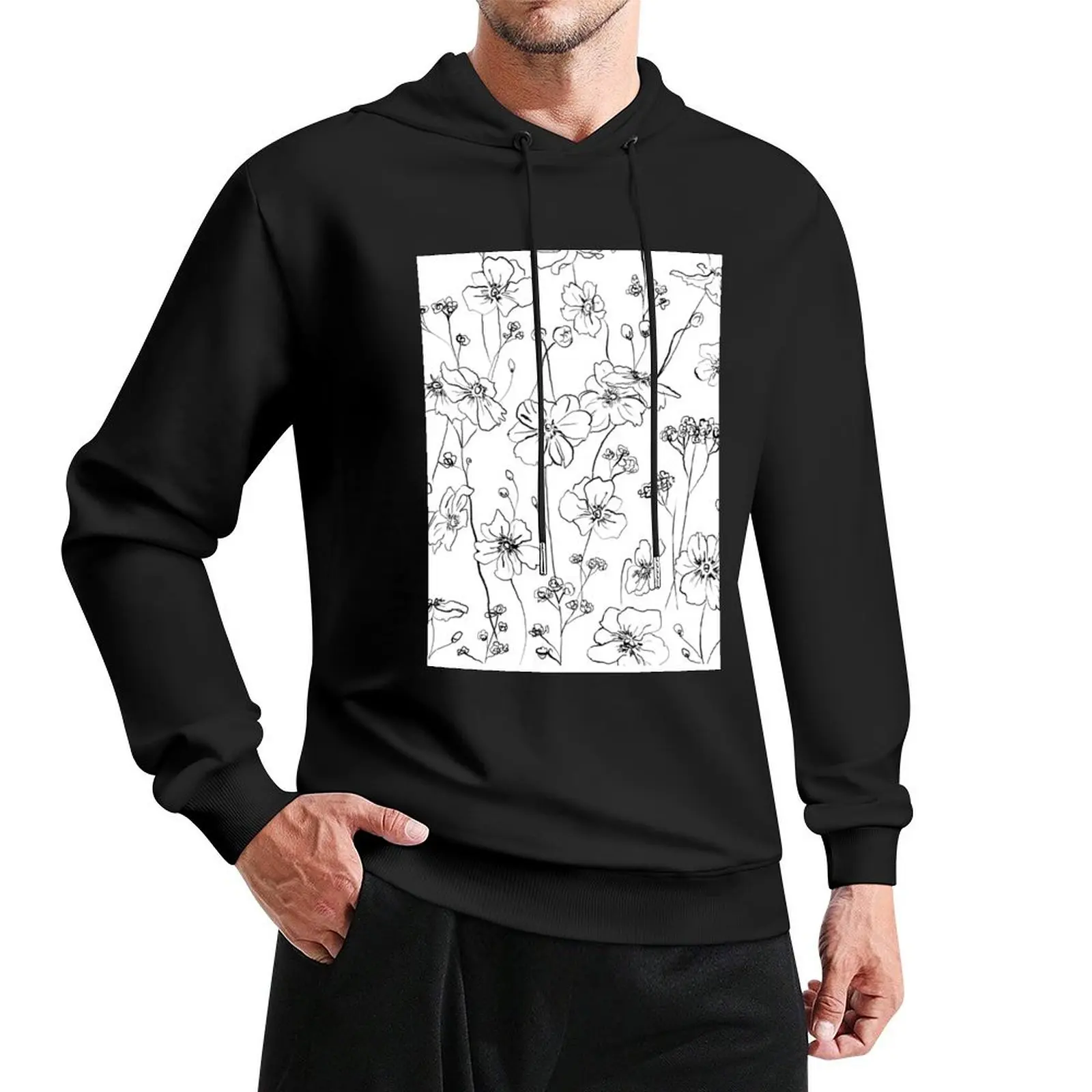 

Wild Roses White Pullover Hoodie mens clothes men's coat men's winter sweater autumn hoodie