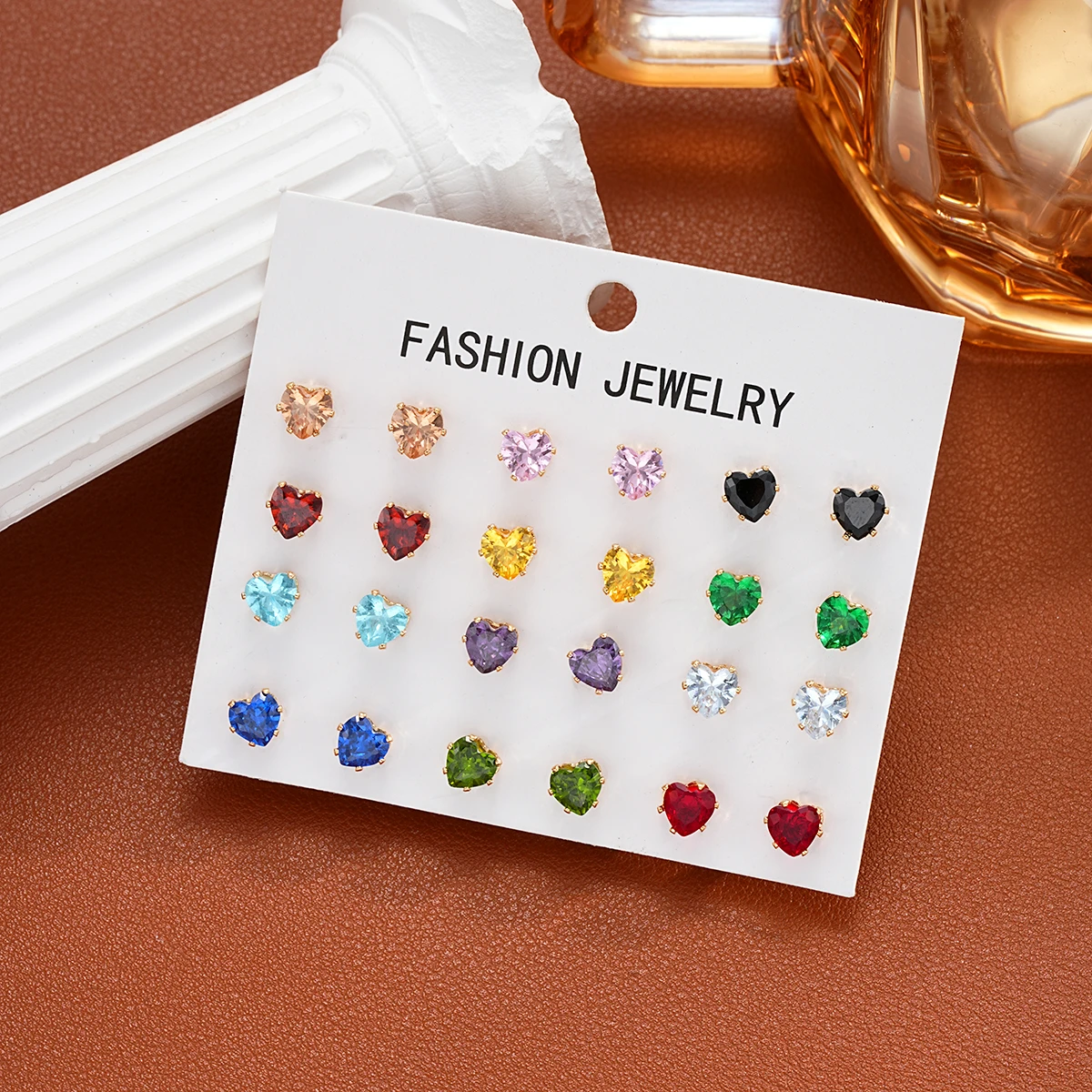 12 Pcs Colorful Shiny Wedding Stud Earrings Set for Women Men Cubic Zircon Jewelry Accessories Minimalist Earring Jewelry Gift