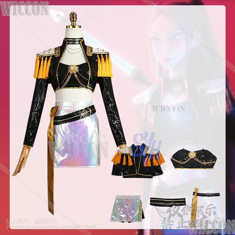 

Anime Movie Kpop Demon Cosplay Mira Huntrix Golden Stage Uniform Black Flash Gorgeous Punk Coat Dress 코스프레 Halloween Comic Con