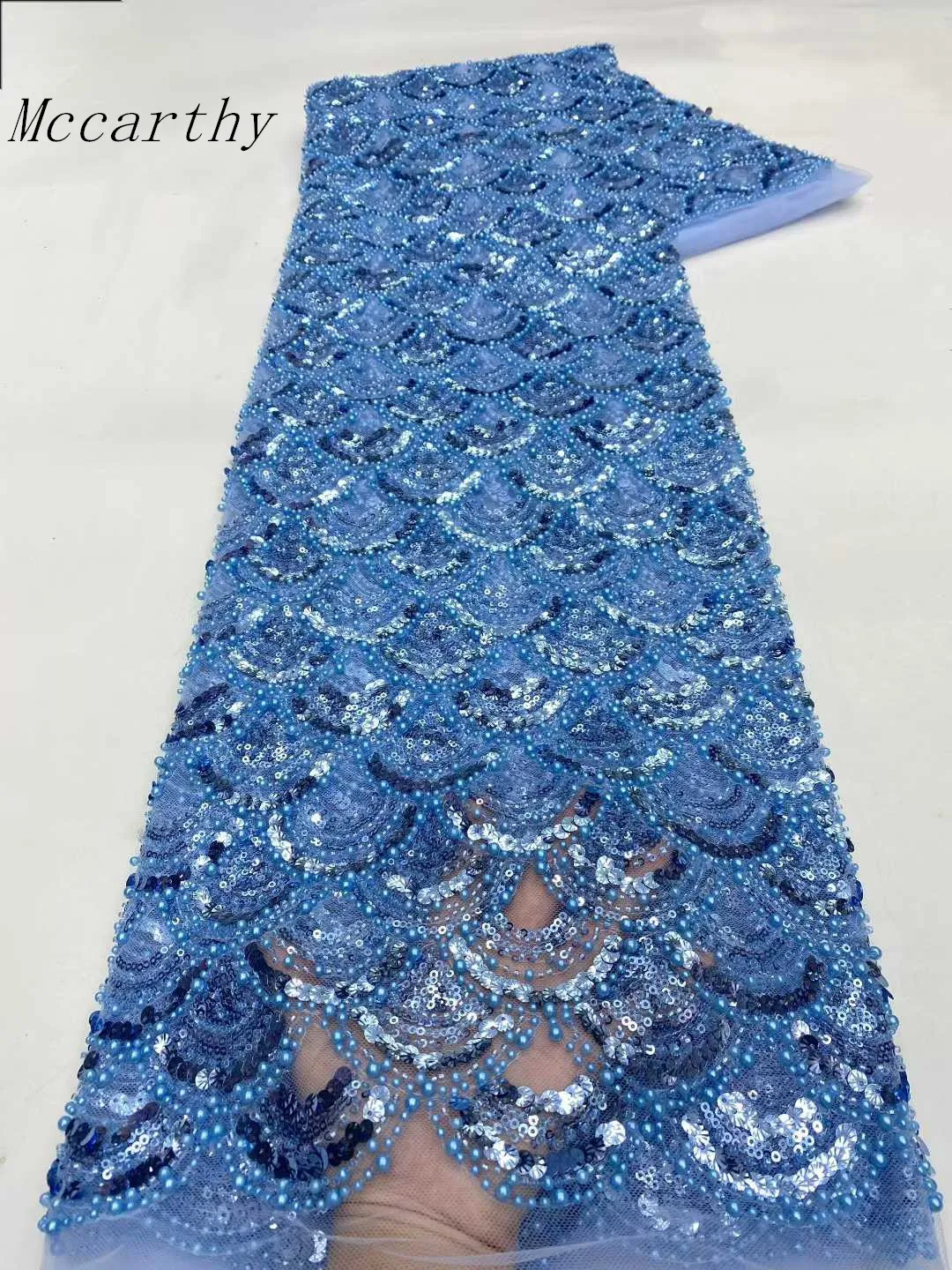 

Mccarthy Luxury Beads Lace African 2026 High Quality 5 Yards Handmade beads Sequins Fabric Nigeria For Evening Party Dress