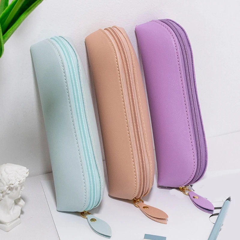 Large Capacity Pen Case PU Leather Pencil Case Pen Aesthetic Pencil