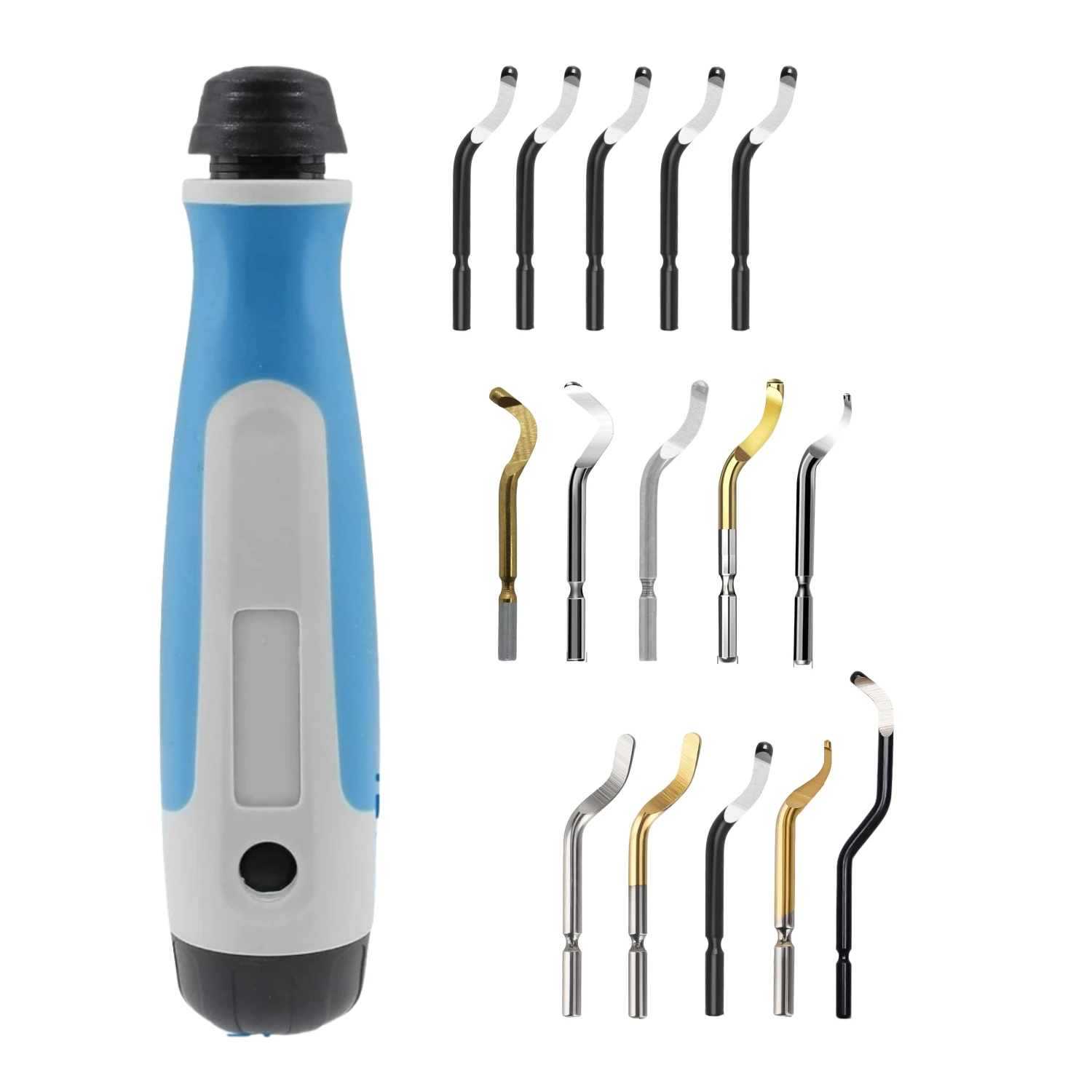 Deburring Tool Set NG1000 with 15PCS High Speed Steel Swivel Blades Edge Burr Remove for Metal Resin PVC Copper Plastic 3D Print