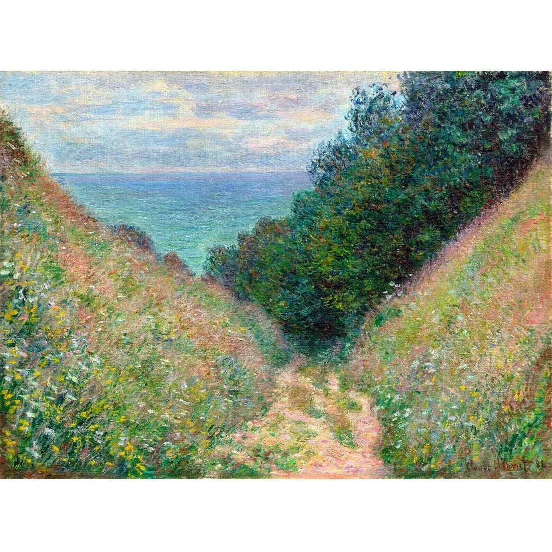 Claude Monet paintings,Path at La Cavee, Pourville,Hand painted world famous painting replica,Landscape oil painting,Wall decor