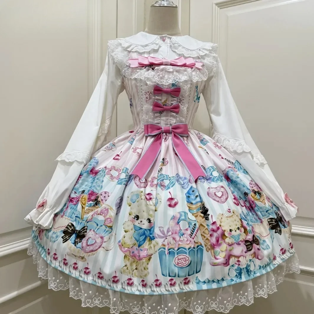 

Japanese Lolita Suspender Dress Jsk New Female Sweet Cute Bow Bear Print Princess Tea Party Dress 2025 Hot SALE