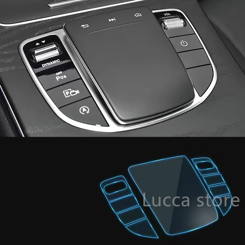 For Mercedes Benz E Class W213 C Class W205 GLC X253 Car Sticker Center Console Media Button Mouse TPU Protector Film accessory