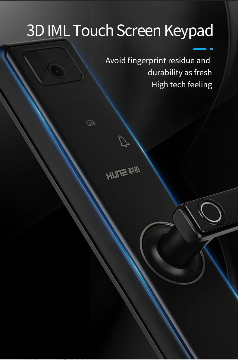 005 HUNE Smart Multiple Unlocking WiFi Lock Durable Luxury Touch Keypad Electronic Door Lock Fingerprint Door Handle Lock