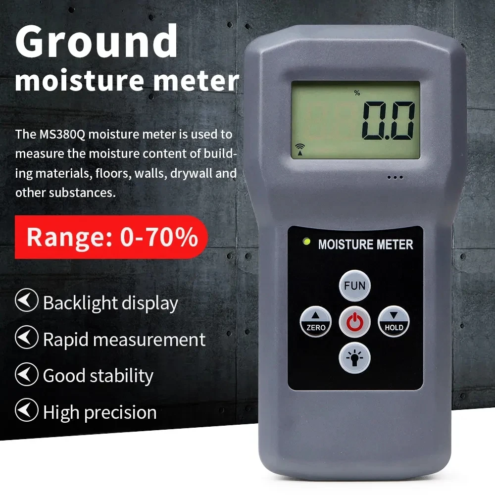 MS380Q Portable Electronic Hygrometer Ground Moisture Meter Humidity Analyzer For Floor Wall