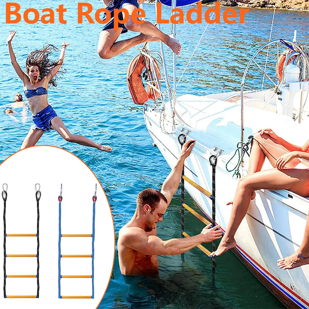 4 خطوة الثقيلة للطي البحرية سلم بحبال المحمولة تسلق حبل الصعود سلم ل قارب قابل للنفخ كاياك قارب التجديف #2