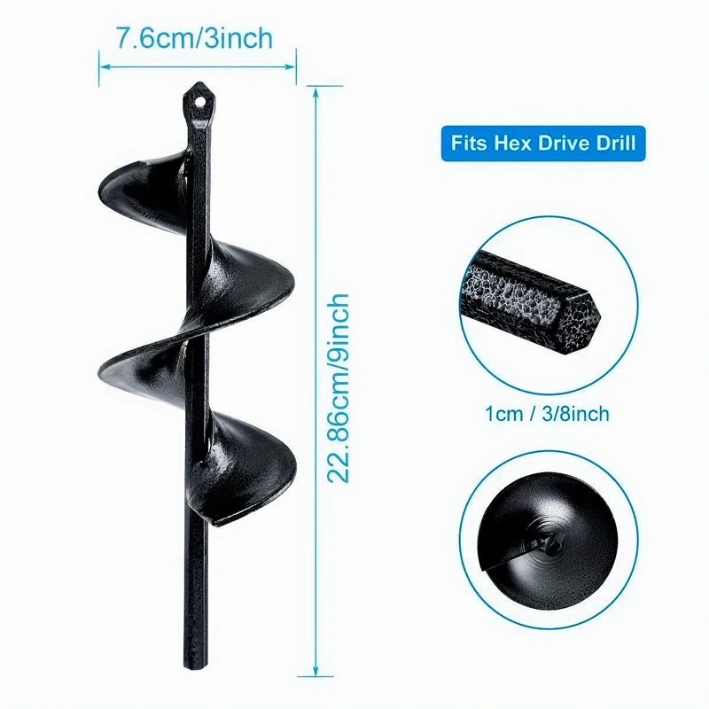 Broca de Mano Eléctrica para tierra, pequeña varilla de tornillo, taladro helicoidal, accesorios de jardín, broca de plantación