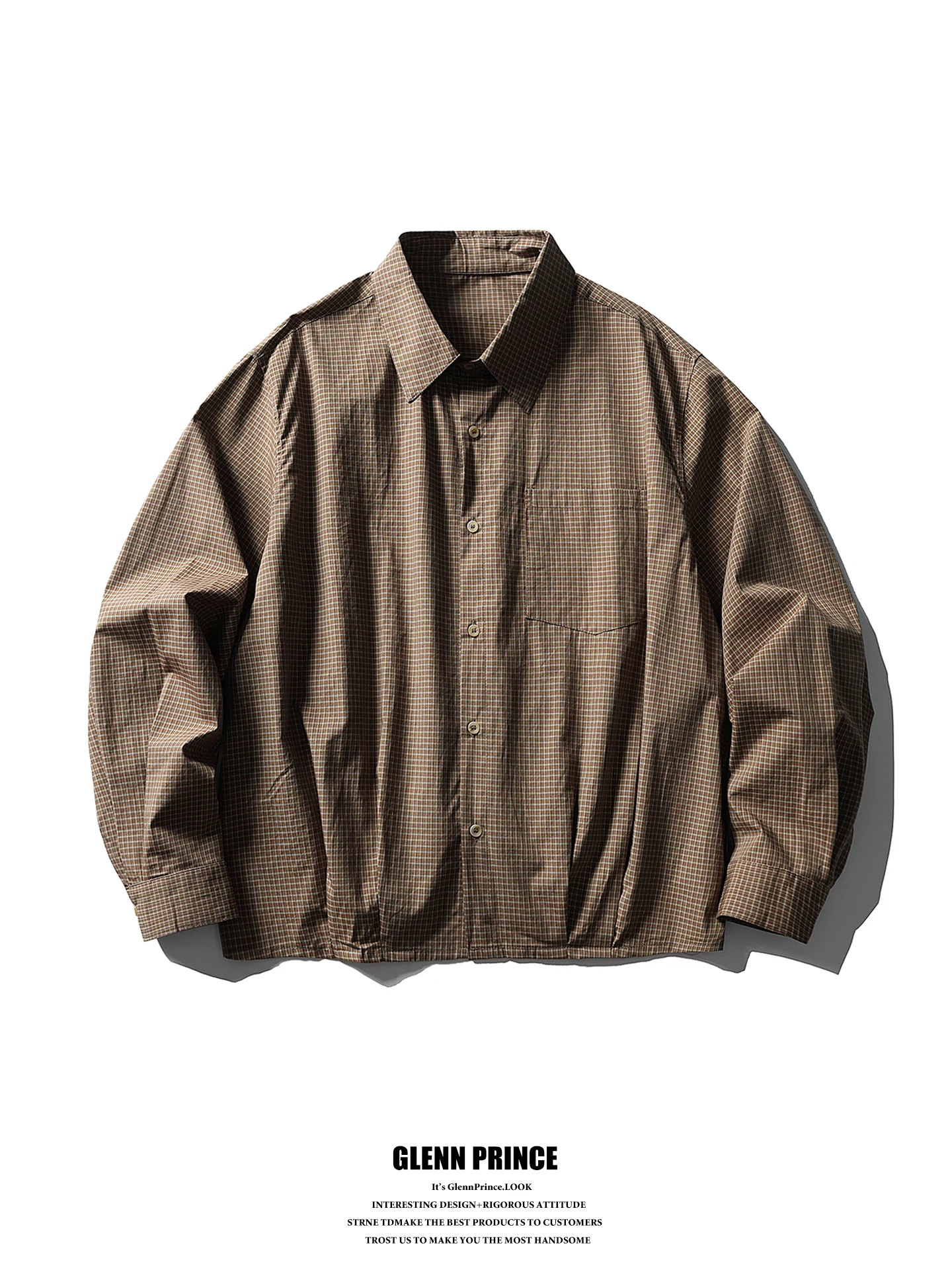 Lightweight Cotton Work Shirt Men's Loose Fit Long Sleeve Plaid Button up Retro Style City Walk Casual Fashion Urban Outfit