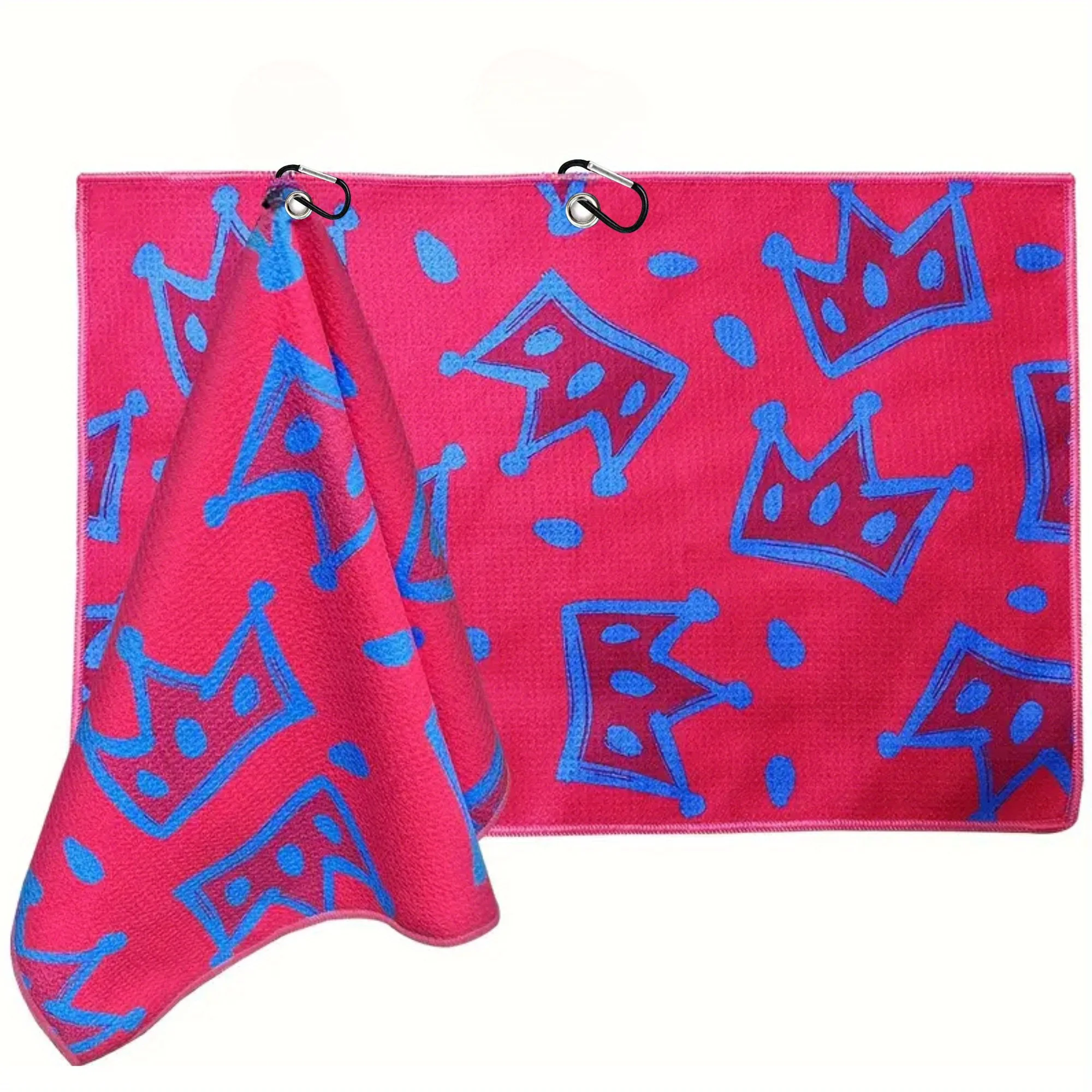 Stylish Pink and Blue Geometric Print Golf Towel -  Super Absorbent- Perfect Gift for Golfers, Golf Accessories For Dad
