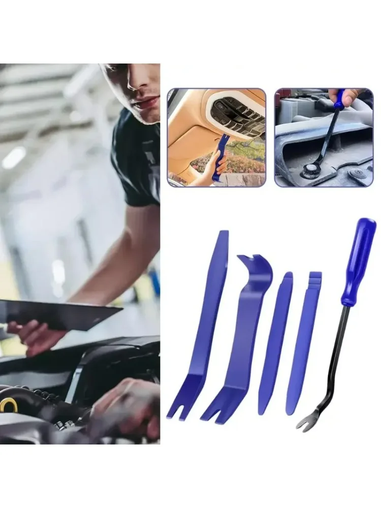 Kit d'outils de démontage automatique, 5 pièces, ensemble d'outils de levier en plastique facile à utiliser pour Clips de porte de voiture, panneaux Radio et réparation Audio