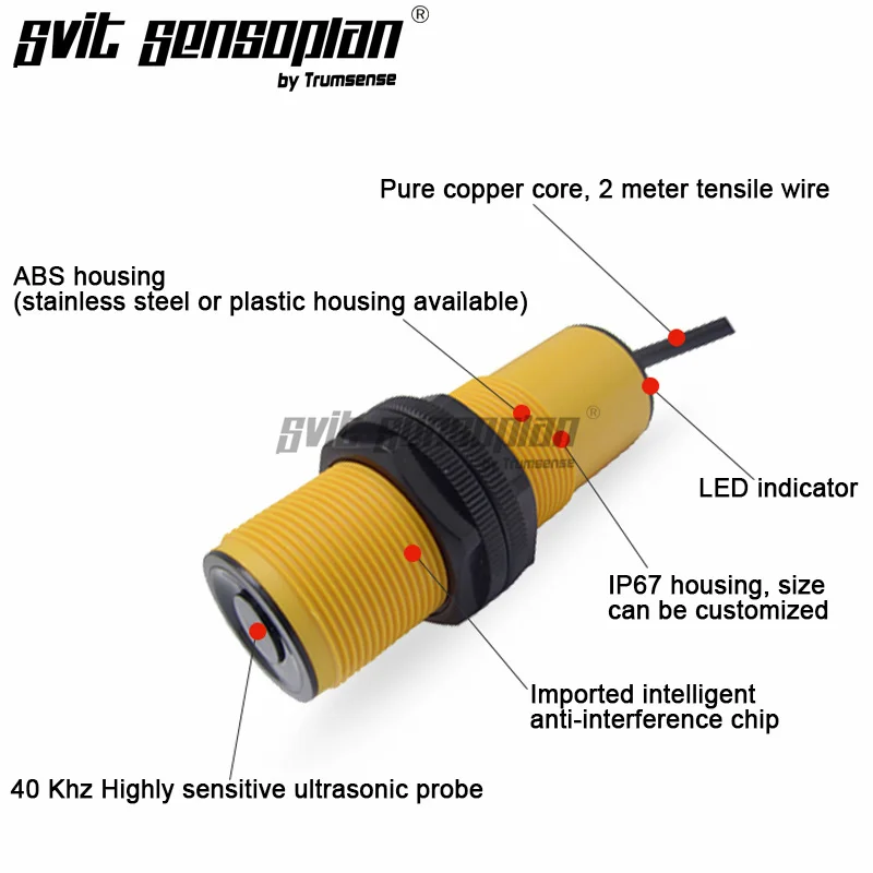 Ультразвуковой датчик Trumsense TTL TPT40F30TRTTL500, диапазон 5 метров, мощность от 15 до 30 В для обнаружения двойной подачи в сканере или принтере
