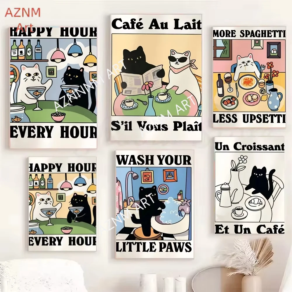 1PC Wash Your Paws Cat Poster  - đánh giá và giá Home Decor Scrap