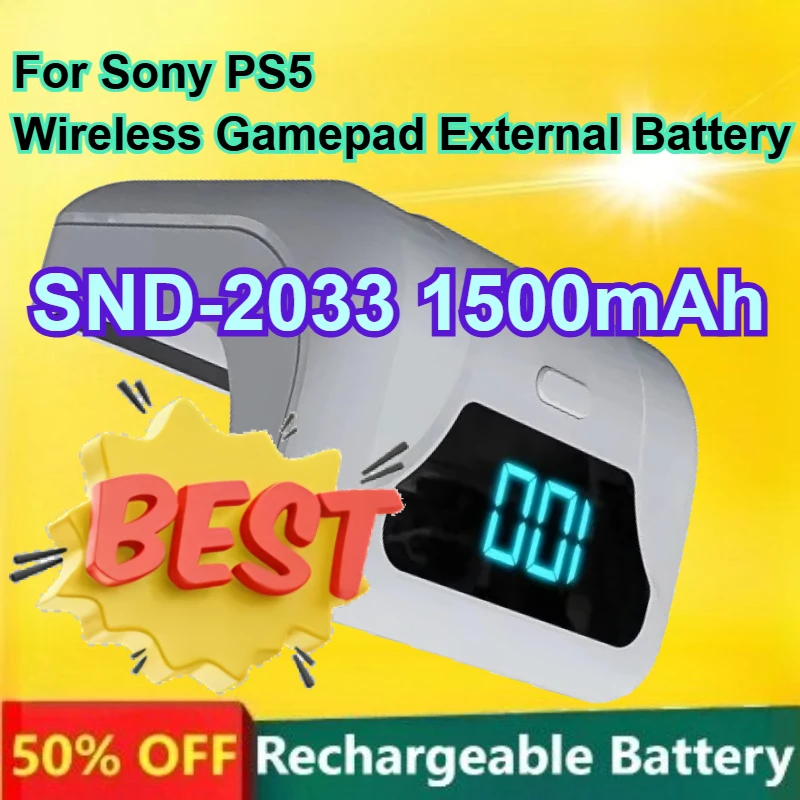 

10 шт. литиевых аккумуляторов SND-2033 емкостью 1500 мАч с цифровым LED-дисплеем для беспроводного геймпада Sony PS5, внешняя перезаряжаемая батарея