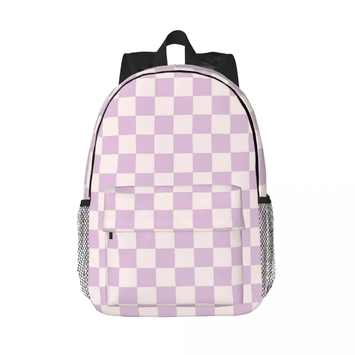 Checkerboard Check Checked Pattern In Light Lilac Purple Pink Backpacks Boys Girls Bookbag Students School Rucksack Shoulder Bag