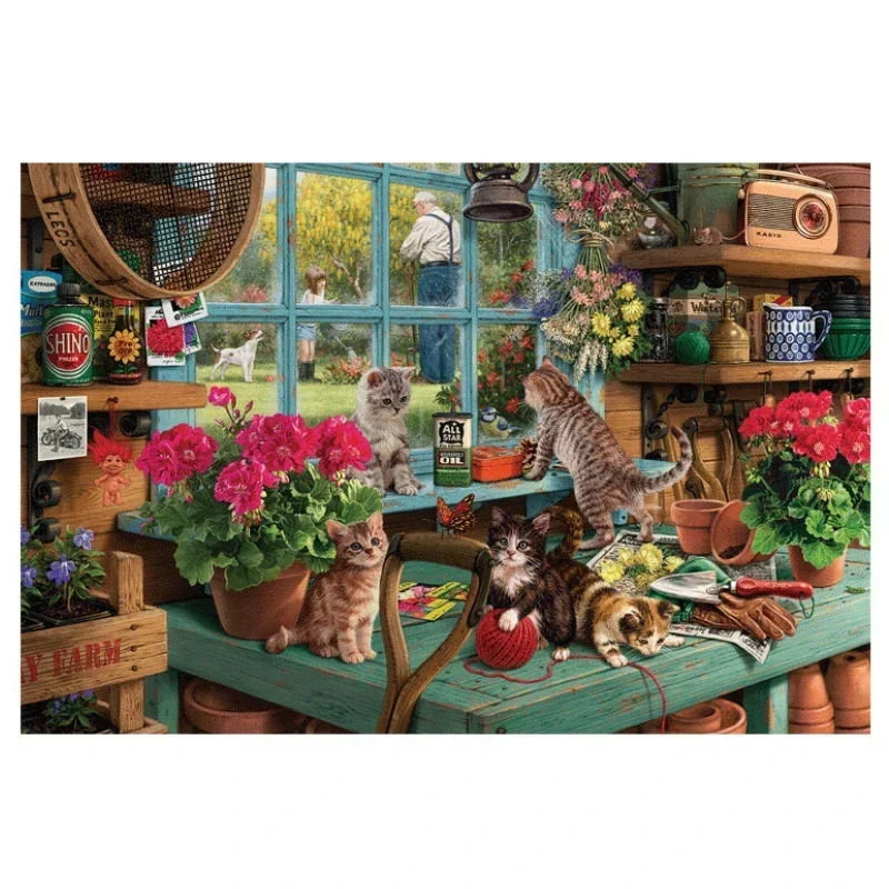 75*50cm Adult 1000 Pieces Jigsaw Puzzle Curious Kitten Cute Animals Paintings Stress Reducing Toys Christmas Gifts