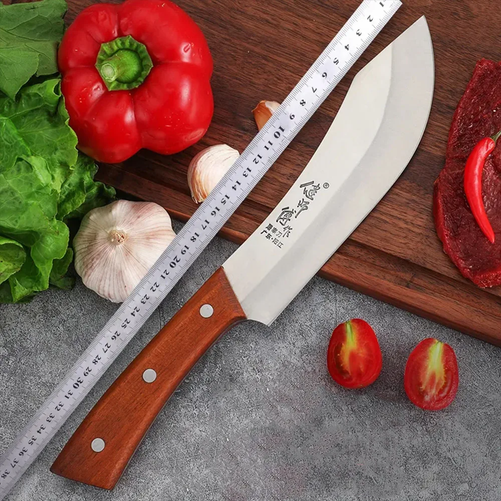 Stainless Steel Slicing Knife Wood Hanlde Kitchen Chef Knife Meat Cleaver Butcher Knife Handmade Cooking Knife