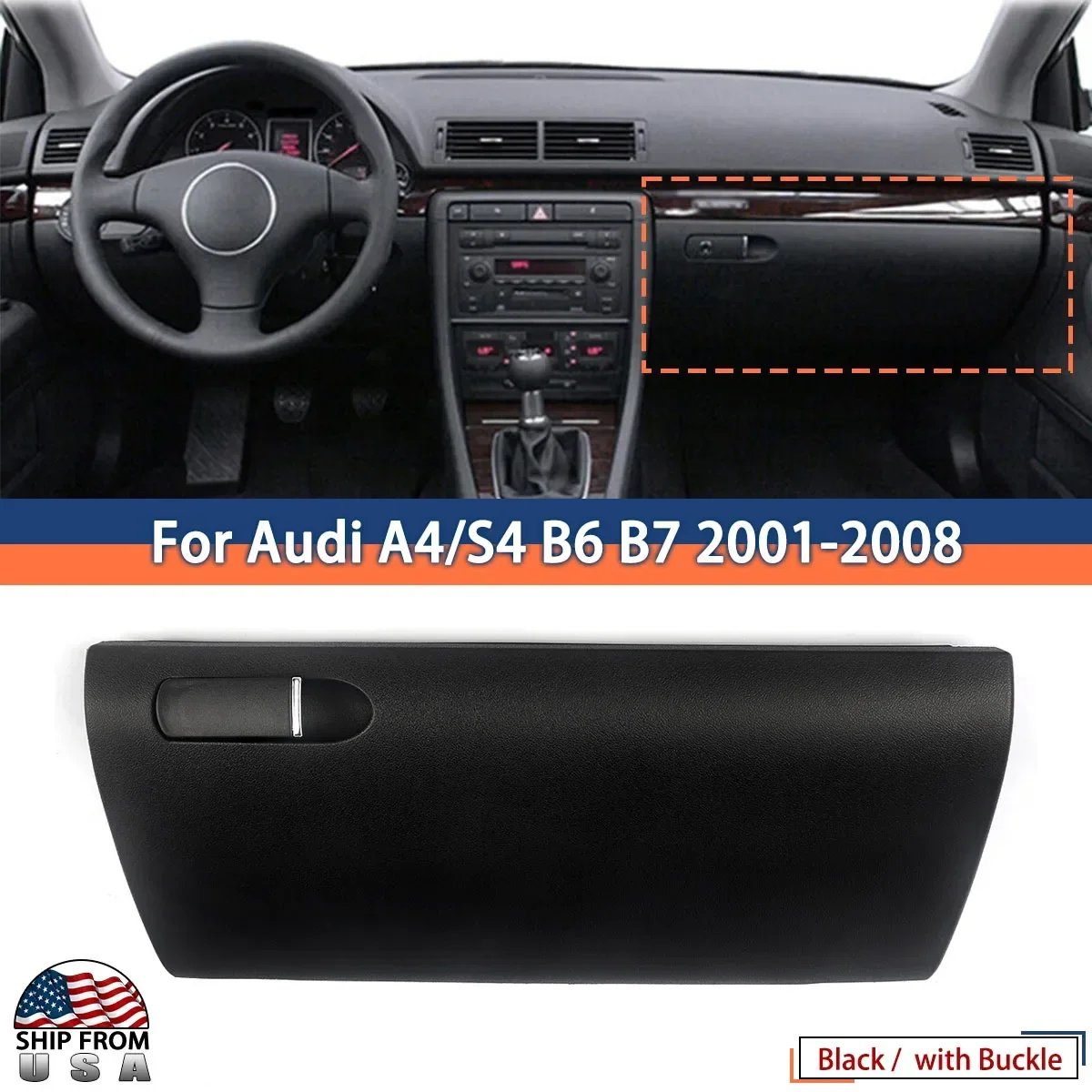 Black Glove Box Compartment Door Lid Cover With Buckle For Audi A4 B7 2001-2008