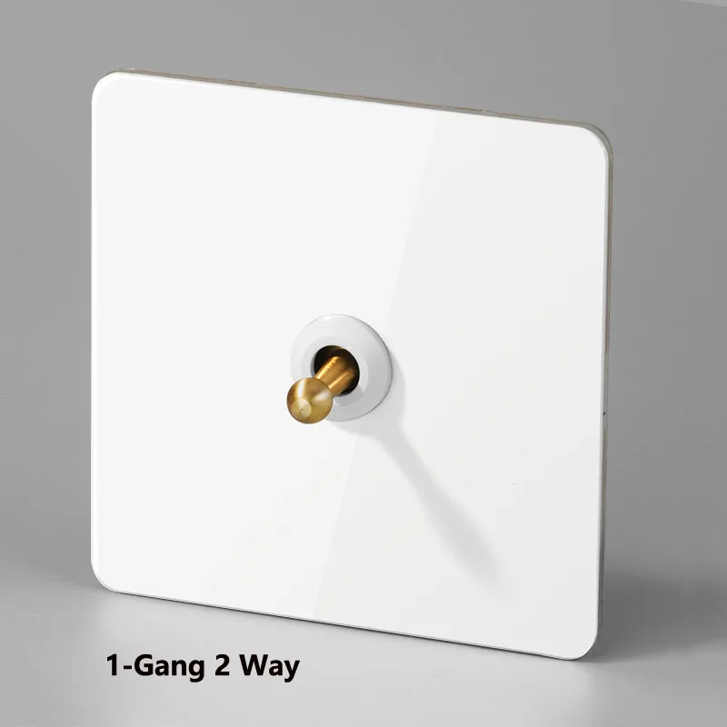 

Wall Toggle Switch with Gold Lever 1-4 Gang 2 Way Wall Lamp White Switch Stainless Steel Panel USB Socket