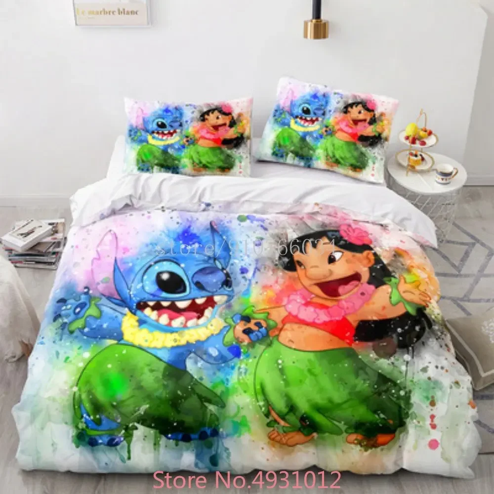 Cute Full Lilo & Stitch Bedding Set Single King BedLinen Duvet Cover Set Pillowcase Children Adult Boys Girls Gift