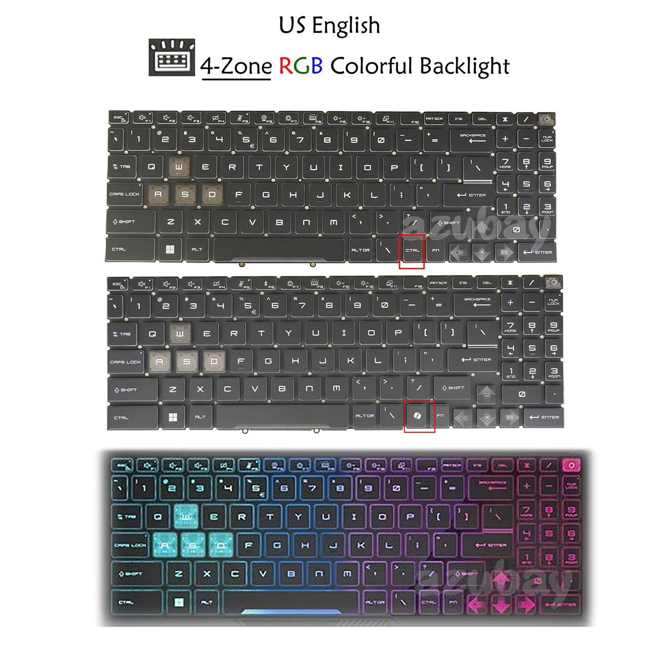 US English RGB Backlit Keyboard For MSI Pulse 15 B13V,17 B13V,15 B13VFK,15 B13VGK , MS-1585, 17 B13VFK, 17 B13VGK ,MS-17L5