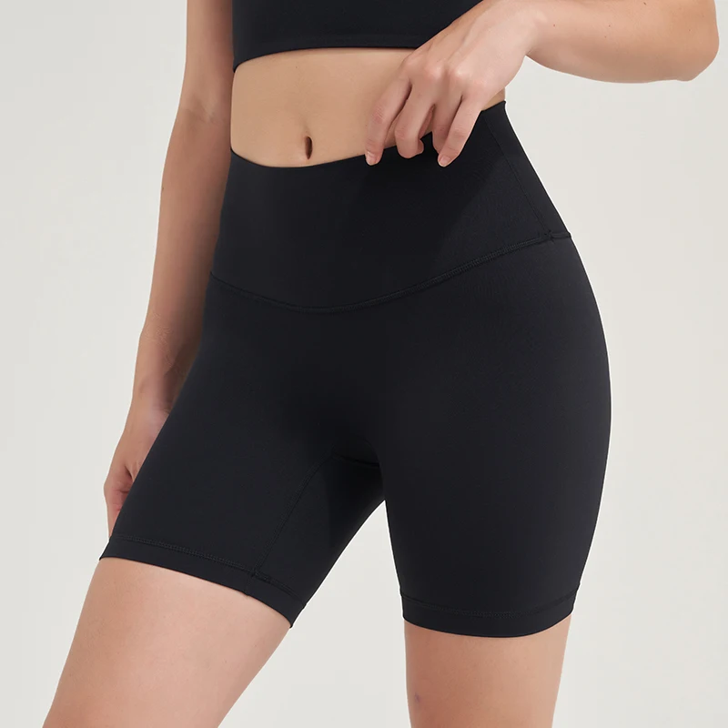 SOISOU-pantalones cortos de nailon para mujer, mallas elásticas de cintura alta, ajustadas, transpirables, sin líneas incómodas, para ciclismo