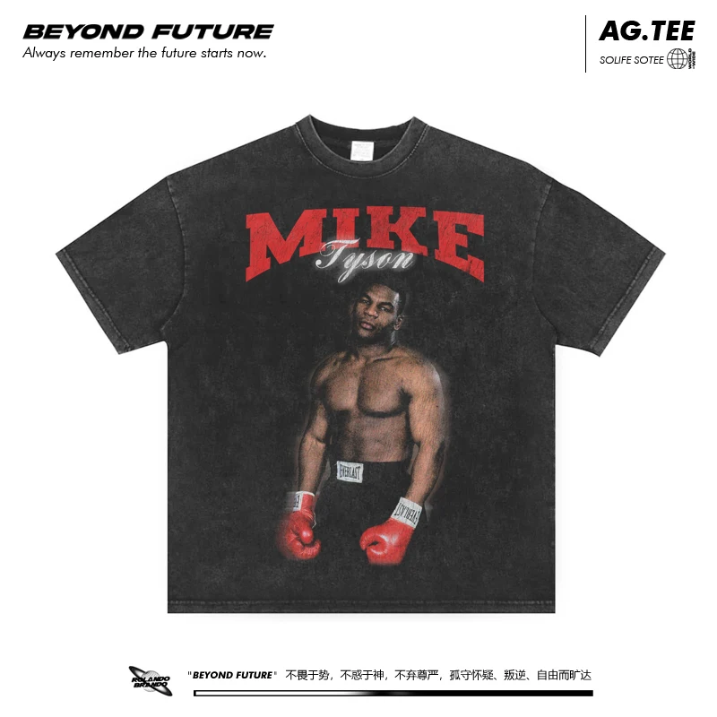 

2025 Boxing American Retro Wash To Do Old Unisex Men and Women Fashion Brand Short-sleeved T-shirt Heavy Shirt INs