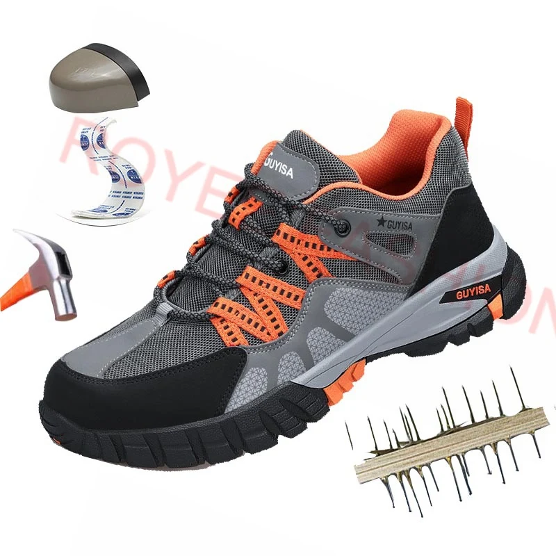 2023 Work Boots Work Safety Boots Work Shoes Safety Steel Cap Shoes Men Anti-smash anti-puncture Pink Shoes Safety Shoes for men