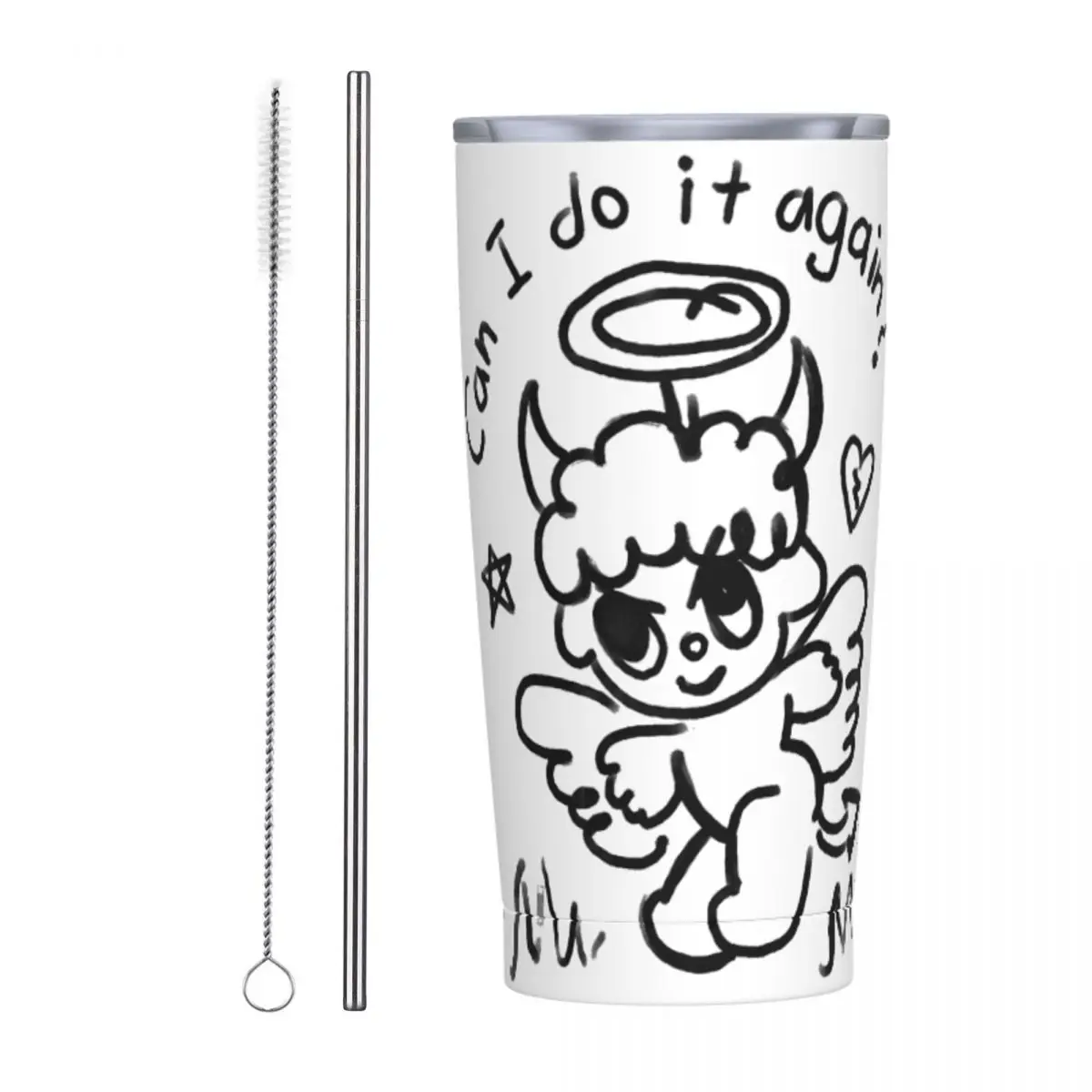 Devil Angel Karol G Album 2023 Insulated Tumbler with Straws Lid Bichota Season Thermal Mug Outdoor Portable Car Bottle Cup 20oz