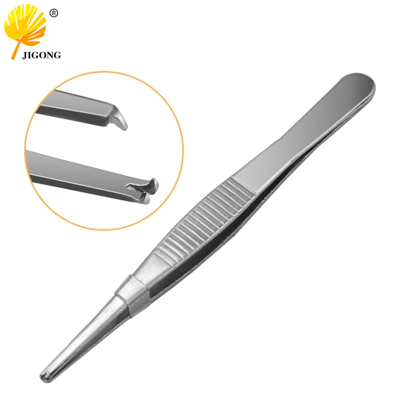 1 Piece  Stainless Steel Tweezers with Straight Serrated Tip Daily Garden Tool All-purpose Plier 12.5cm