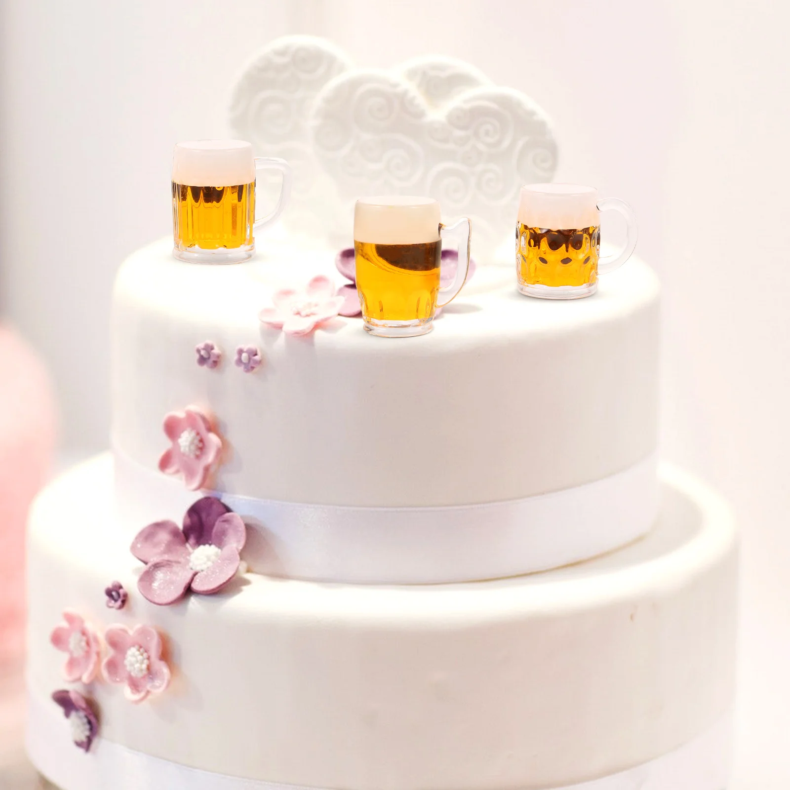 

3 Pcs Simulated Beer Ornaments Miniature Cups Freezer Mugs Novelty Shot Glasses Party Decorations Man