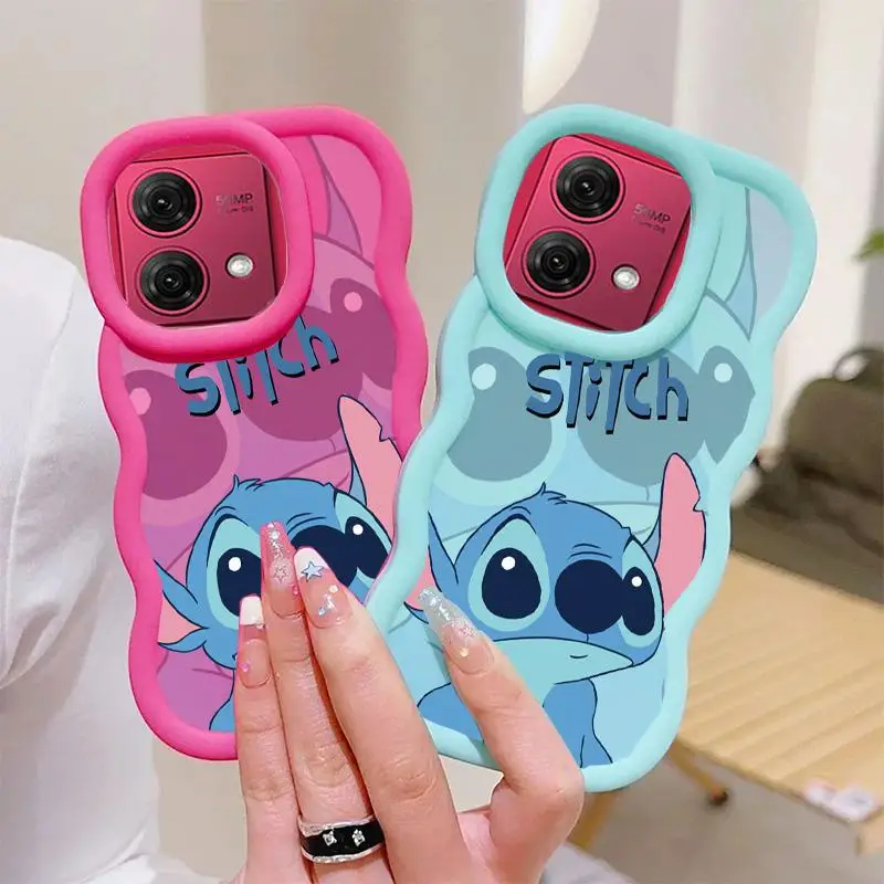 Cute Big Eye Stitch Cartoon Phone Case for Motorola Moto G84 G32 G22 G14 G55 G35 EDGE 40 Neo 5G E14 Wave Side Shockproof Cover