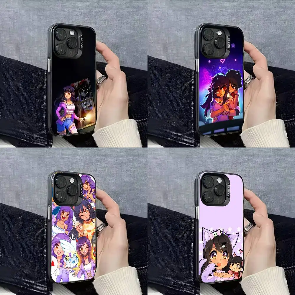 

A-Aphmau Cat M-Meow Phone Case For iPhone 17,16,15,14,13,12,11,Pro,Max,Plus,E,SE4,Air,Mini Black IMD Cover